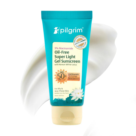 Pilgrim 5% Niacinamide Oil-Free Gel Sunscreen For Oily Skin SPF 50 PA++++ |  Broad Spectrum, 40ml