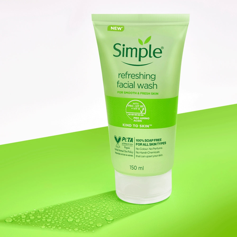 Simple Refreshing Face Wash 150 ml | 100% Soap-Free Gentle Cleanser for Women & Men