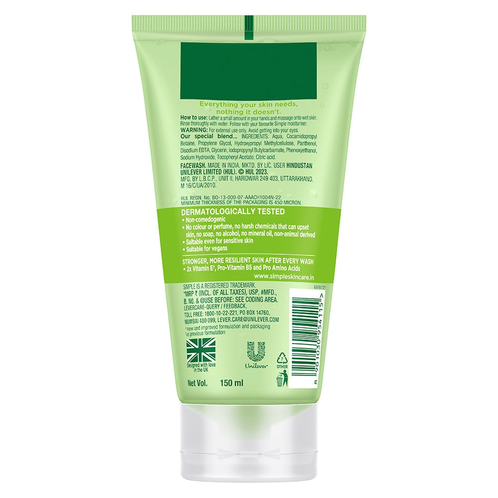 Simple Refreshing Face Wash 150 ml | 100% Soap-Free Gentle Cleanser for Women & Men