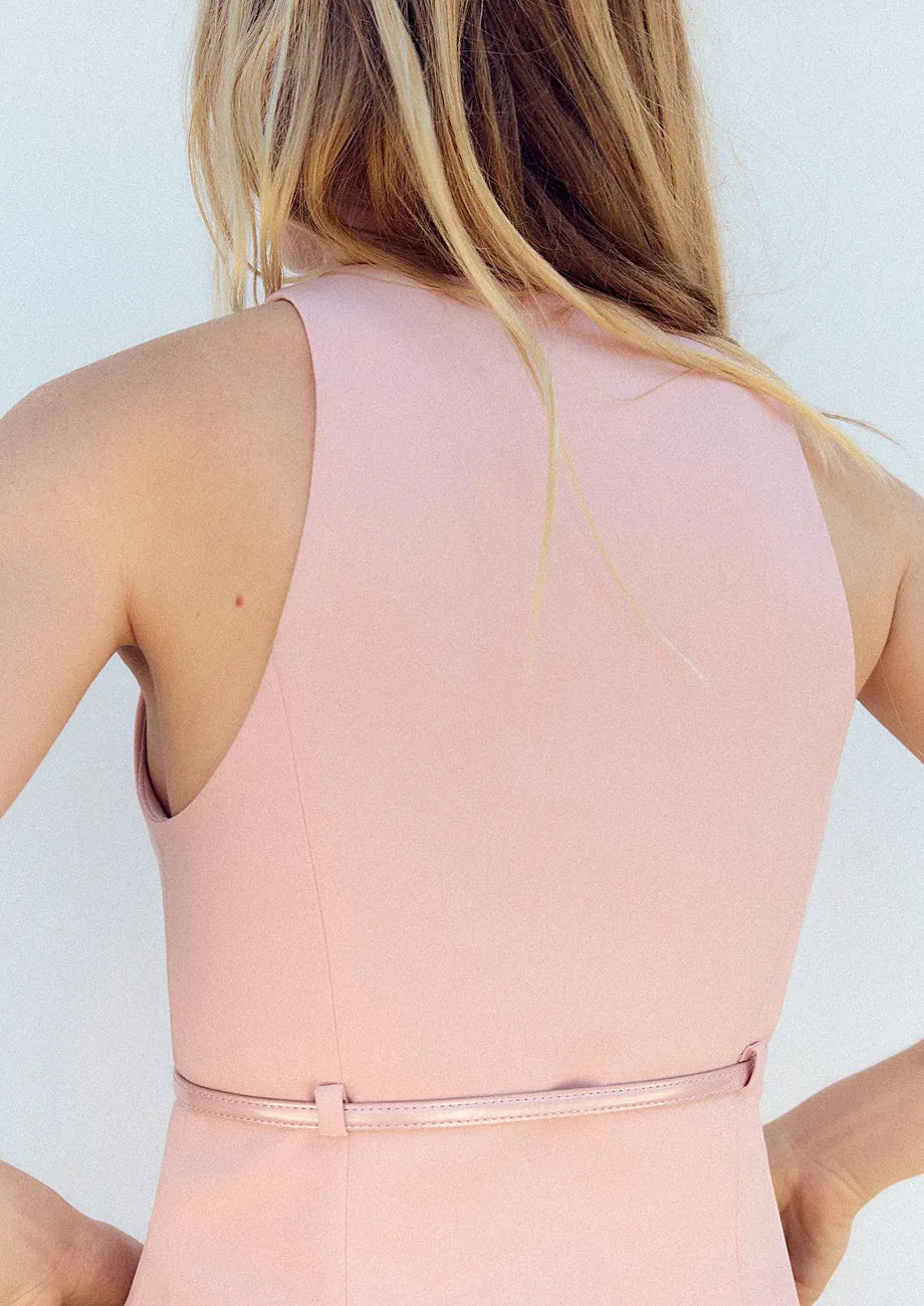 Pink V-Neck Top W/ Belt