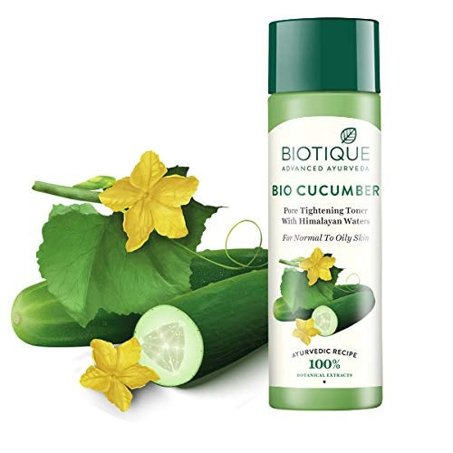 Biotique Cucumber Pore Tightening Toner| Ayurvedic and Organically Pure| Maintains Skin’s Natural pH |100% Botanical Extracts| Suitable for Normal & Oily Skin Types| 120mL
