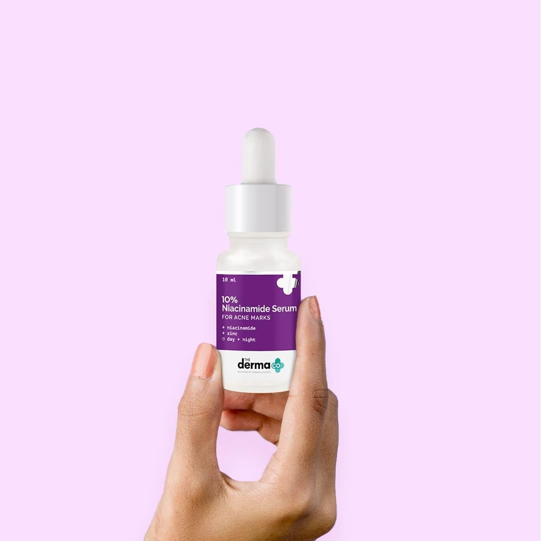 The Derma Co 10% Niacinamide Serum with 2% Zinc, Powered by Deep Penetration Formula™ | Fades Acne Marks, Controls Oil & Reduces Dark Spots | 10 ml
