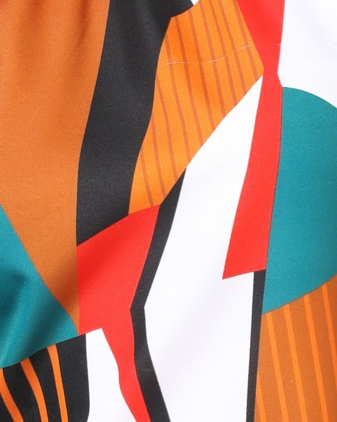 Halter Neck Abstract Print Mini A-Line Dress