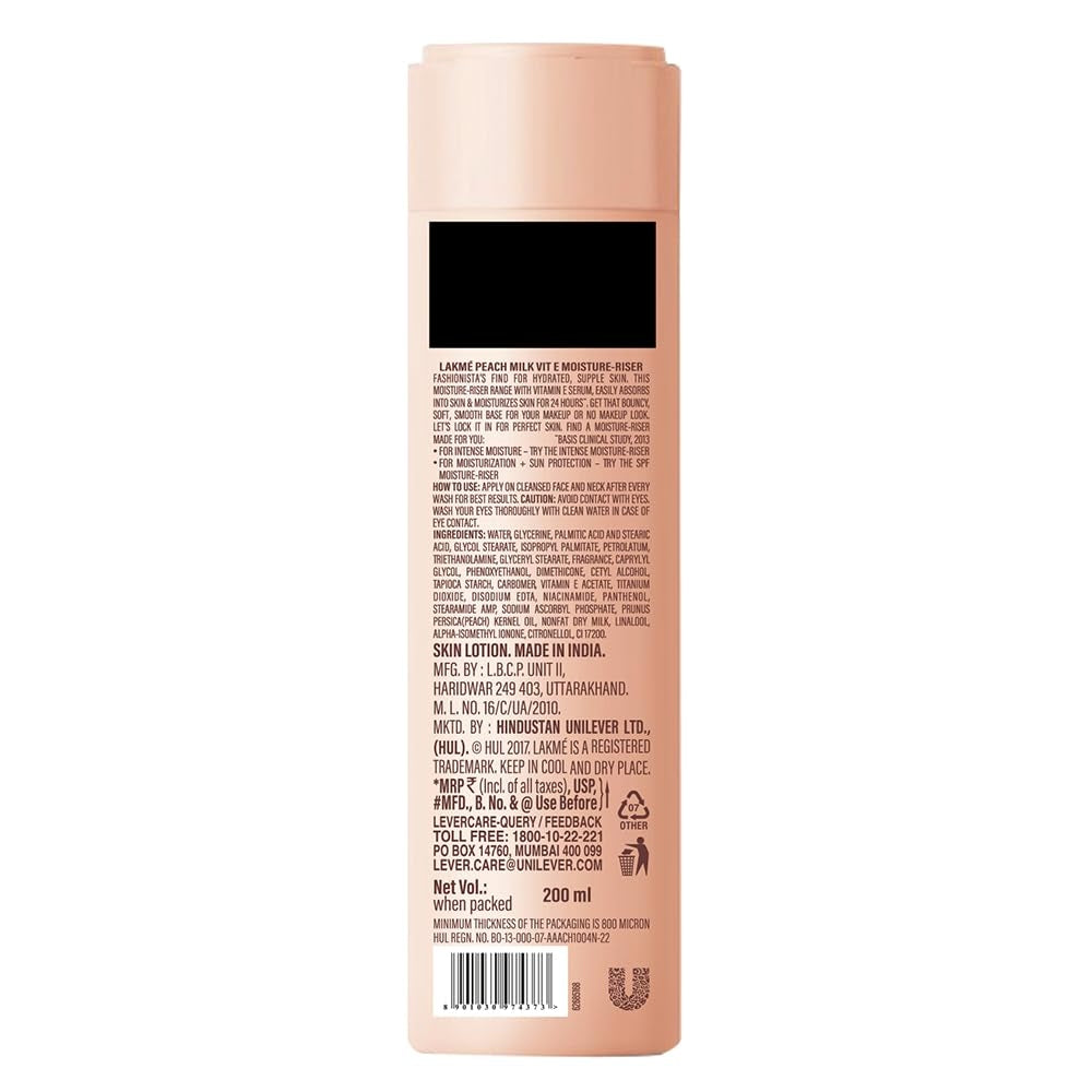 Lakme Peach Milk, Light Weight Moisturizer With Vitamin  E, 200ml