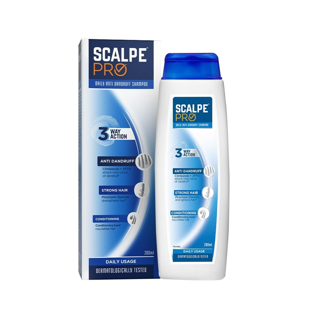 Scalpe Pro Daily Anti-Dandruff Shampoo|Removes Dandruff| Helps With Itching, Irritation & Redness|Climbazole & Zpto Formulation|Strong & Smooth Hair| Daily Use|Dermatologically Tested|For Unisex|200Ml
