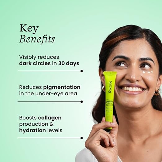 Foxtale Brightening Under Eye Cream with Vitamin C, Caffeine, & Hyaluronic Acid | 20ml