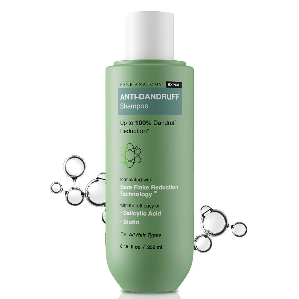 Bare Anatomy Anti Dandruff Shampoo | Reduces Up to 100% Dandruff and Strengthens Hair | Derma Approved Shampoo with Salicylic Acid & Biotin | Helps Remove Flakes and Itching | Shampoo For All Hair types | For Women And Men | 250ml, buy Anti Dandruff Shampoo online, Haircare, Hair Cleanser