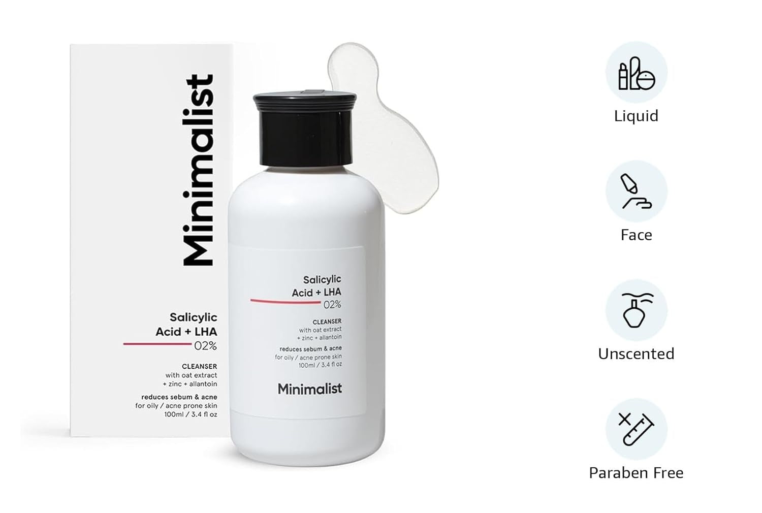 Minimalist Anti-Acne Salicylic Acid 2% Face Wash For Oily & Acne Prone Skin | With LHA for Pore Cleansing, Oil Control & Sebum Regulation | Sulfate-Free Formula with Zinc for Gentle Exfoliation | Cleanser for Women & Men | 100 ml
