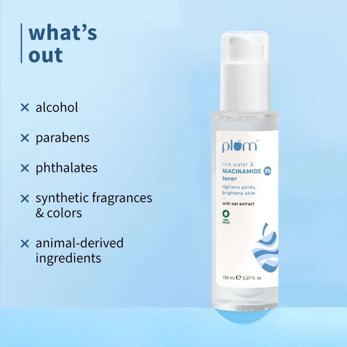 Plum 3% Niacinamide & Rice Water Face Toner | Women & Men | 150ml