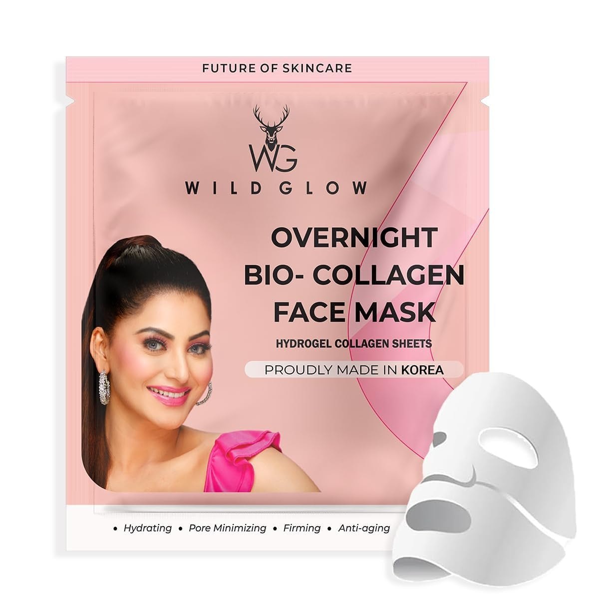 WILDGLOW Korean Glass Skin Bio-Collagen Overnight Face Mask for Deep Hydration, Pigmentation, Anti-Aging & Pore Minimizing | Hyaluronic Acid, Niacinamide, Vitamin E & Centella | Korean Glass Skin, Centella, Collagen mask, Niacinamide, Oligo Hyaluronic acid, Fairness face pack, peel off mask, for men & women, buy best face mask online at purepearlbeauty.com,
