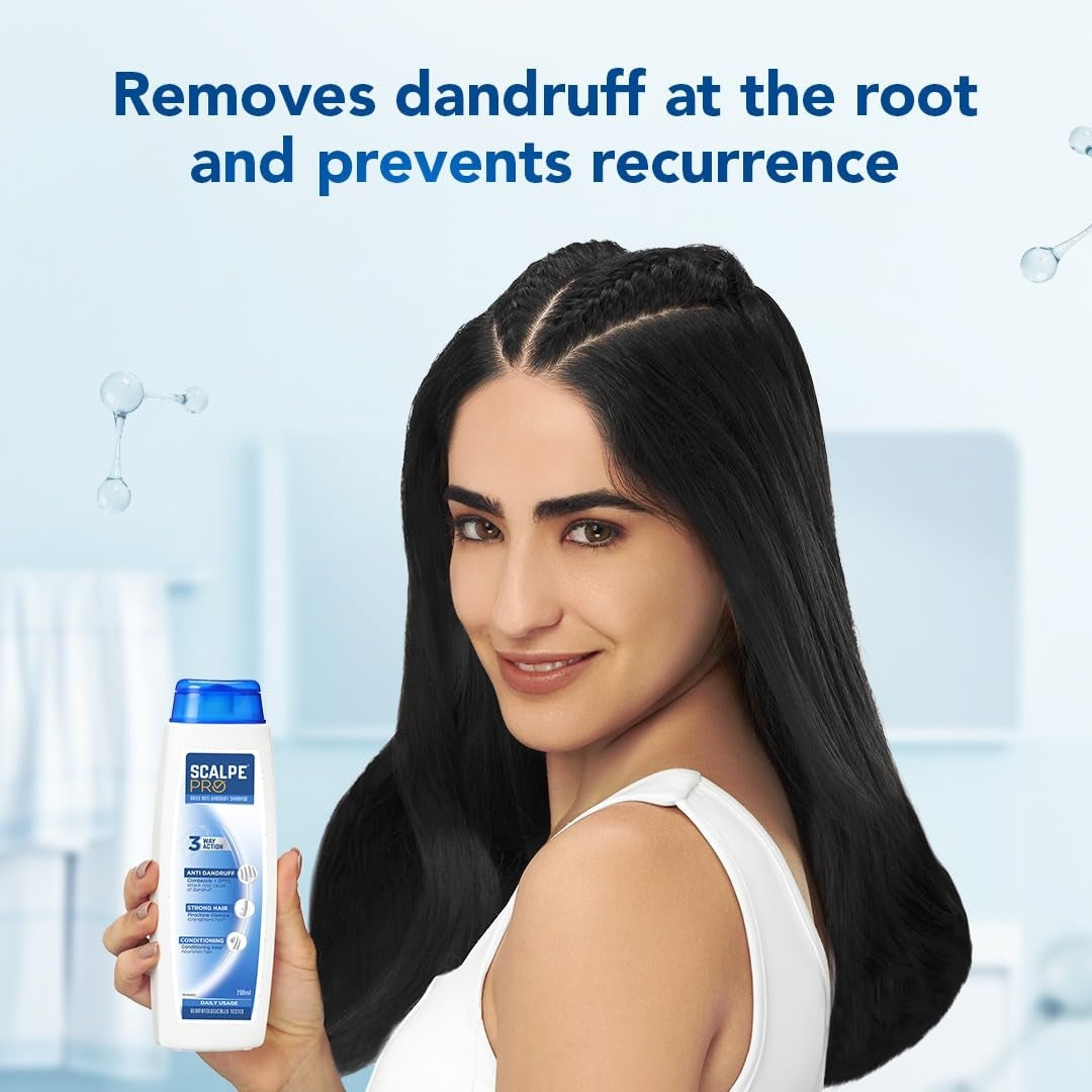 Scalpe Pro Daily Anti-Dandruff Shampoo|Removes Dandruff| Helps With Itching, Irritation & Redness|Climbazole & Zpto Formulation|Strong & Smooth Hair| Daily Use|Dermatologically Tested|For Unisex|200Ml
