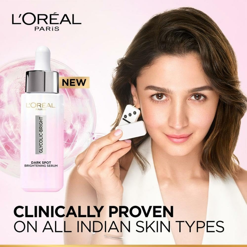 L'Oreal Paris Glycolic Bright 8% [Melasyl + Niacinamide] Face Serum for Brightening Dark Spots 30ml
