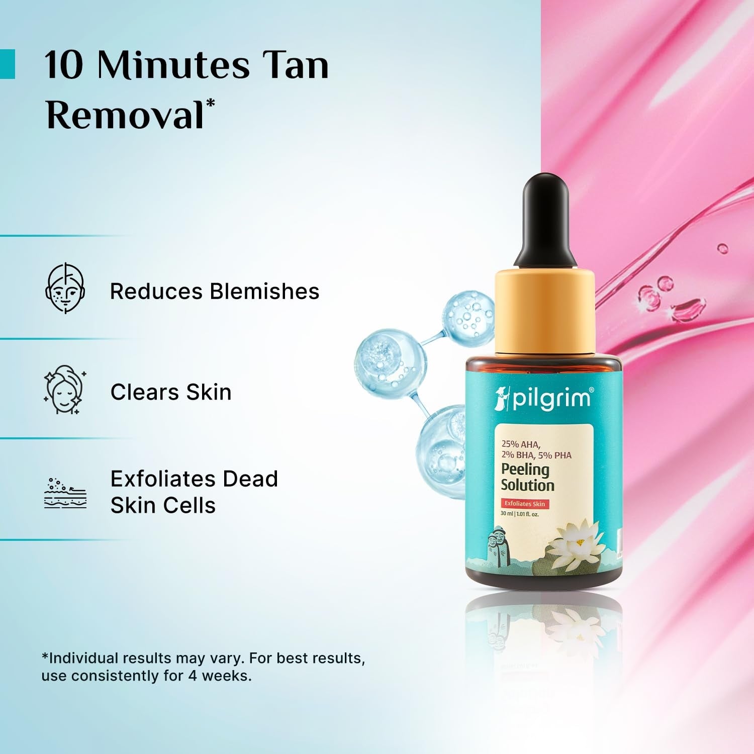 Pilgrim 25% AHA + 2% BHA + 5% PHA Peeling Solution | Men, Women