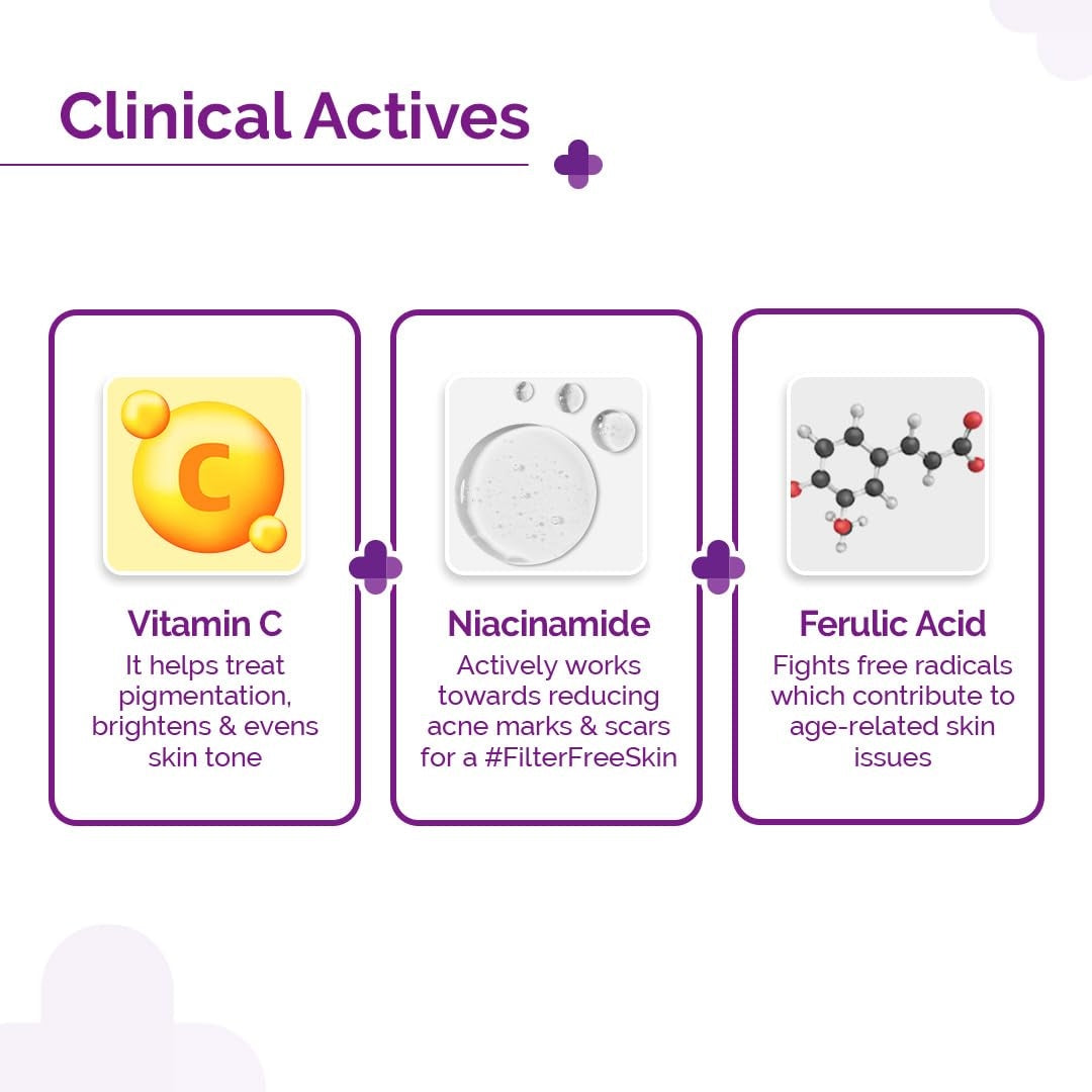 The Derma Co 10% Vitamin C Face Serum with 5% Niacinamide, Powered by Deep Penetration Formula™ | Fades Dark Spots | Reduces Pigmentation | Boosts Collagen | Brightens Skin | Suitable for All Skin Types | 30 ml
