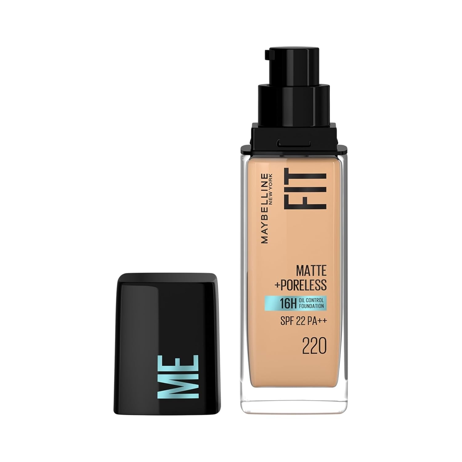 Maybelline New York Liquid Foundation, Matte Finish, With SPF, Absorbs Oil, Fit Me Matte + Poreless, 220 Natural Beige, 30ml, buy online at purepearlbeauty.com