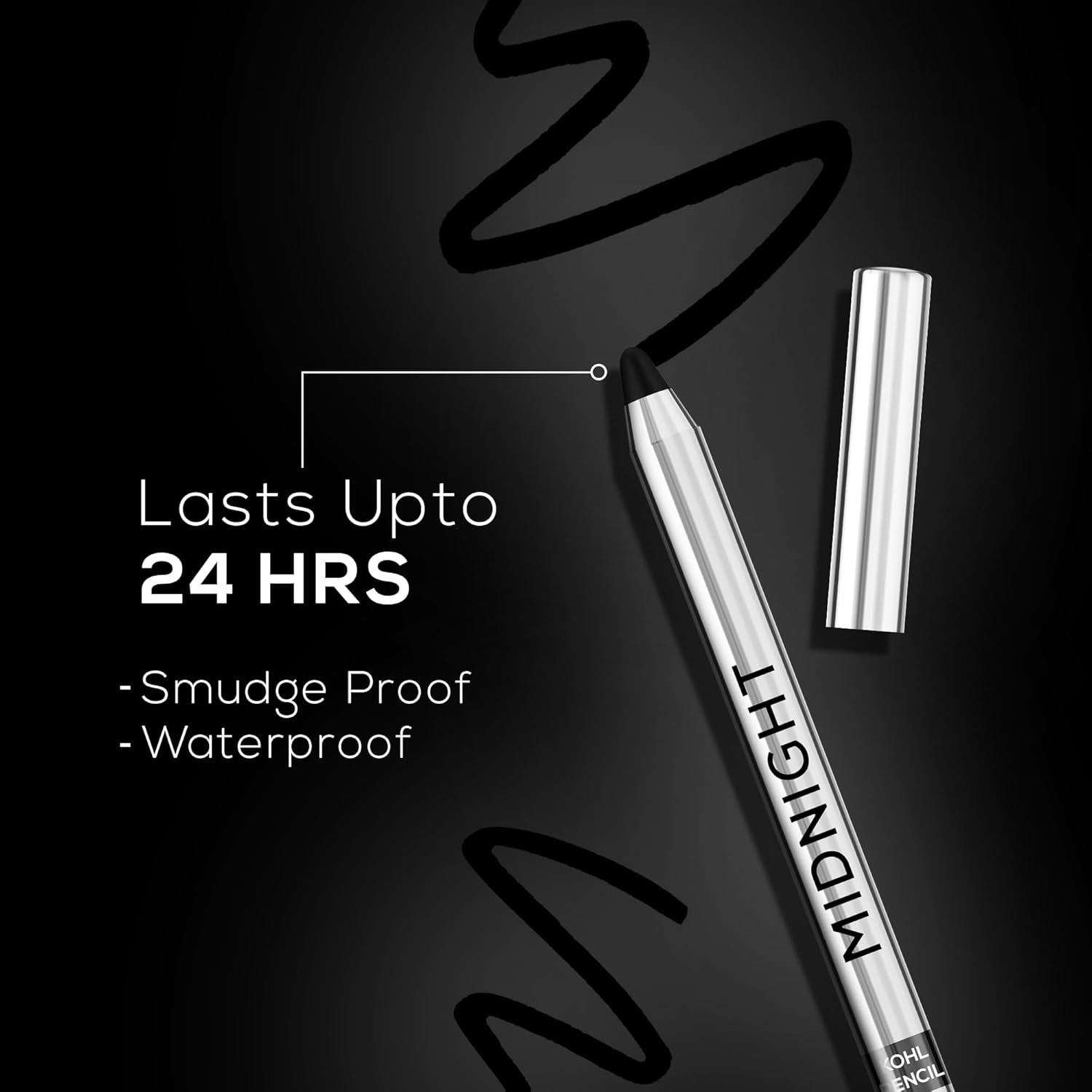 RENEE Midnight Kohl Kajal Pencil | Waterproof, Smudgeproof With Sharpener | 24 Hours Long Stay | Darkest Black | One Swipe Application | Vitamin E, Olive Oil and Castor Oil | Matte Finish |1.5 Gm, Black Kajal, kajal pencil, kohl, kajal for girls, Buy makeup products for men and women online in India at purepearlbeauty.com
