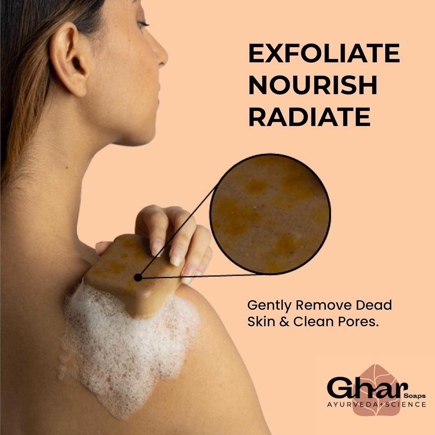 Ghar Soaps Sandalwood & Saffron Magic Soaps For Bath (100 Gms Pack Of 1) | Handmade Skin Brightening Soap For Men & Women