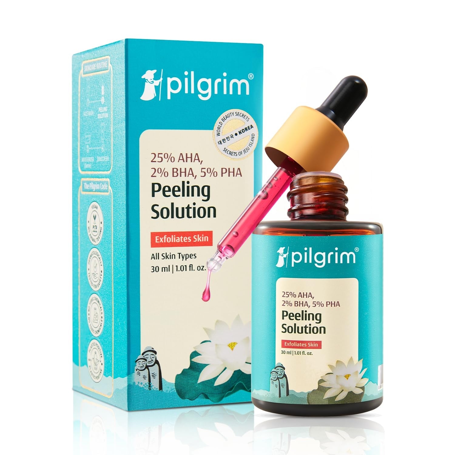 Pilgrim 25% AHA + 2% BHA + 5% PHA Peeling Solution | Men, Women
