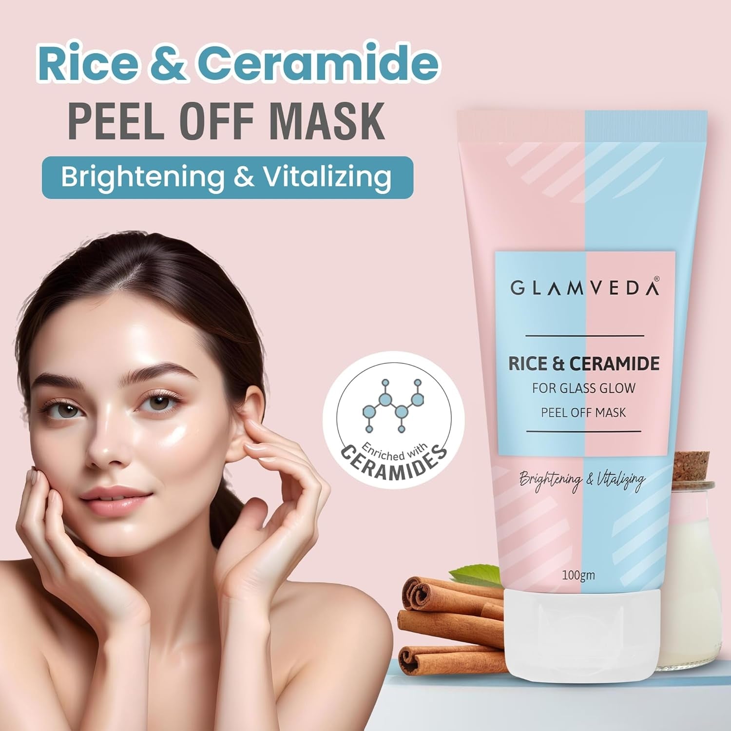 Korean Glass Skin,rice water, licorice, grape seed oil, orange peel, ceramide, Fairness face pack, peel off mask, for men & women, buy best face mask online at purepearlbeauty.com,