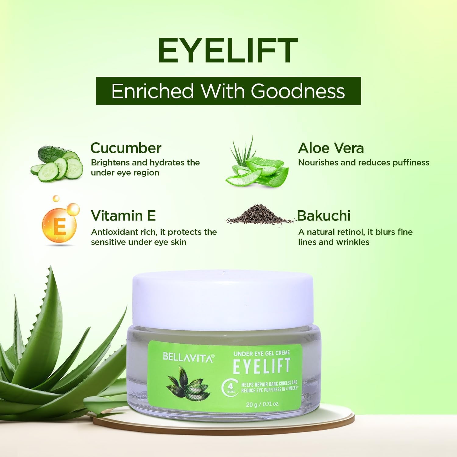 Bella Vita Organic EyeLift Hydrating Under Eye Cream Gel | 20g