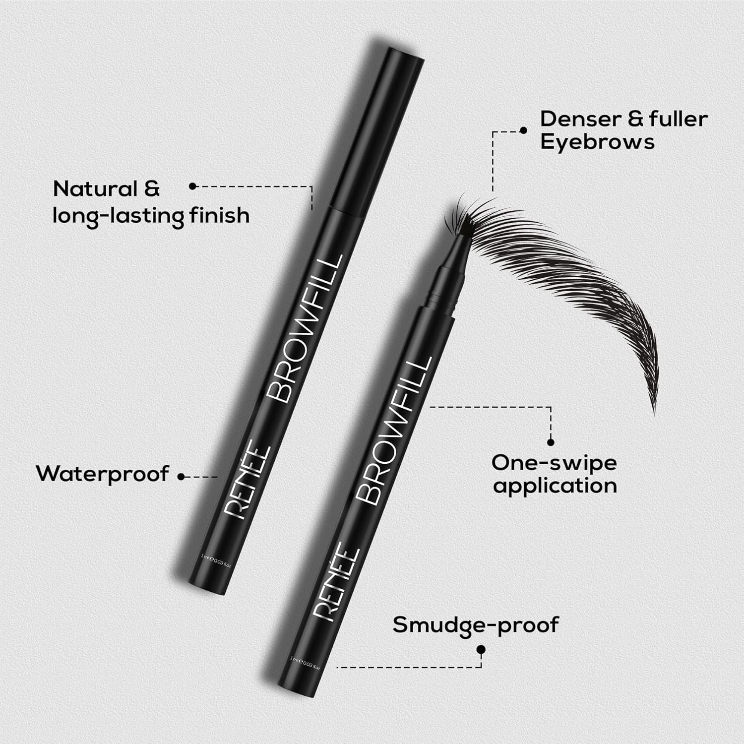 RENEE Browfill Eyebrow Pen - Black | Waterproof & Smudge-Proof | One Swipe Application | Micro Precision | Natural & Long-Lasting Finish | For Denser & Fuller Eyebrows | Easy to Use | Cruelty-Free, Black Kajal, kajal pencil, kohl, kajal for girls,eyebrow pen, brow definer, eyebrow pencil for women, black eyebrow,Buy makeup products for men and women online in India at purepearlbeauty.com
