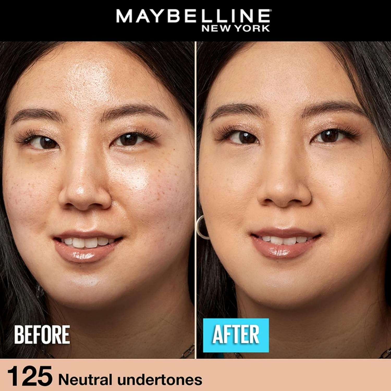 Maybelline New York Liquid Foundation, Matte Finish, With SPF, Absorbs Oil, Fit Me Matte + Poreless, 125 Nude Beige, 30ml, buy online at purepearlbeauty.com