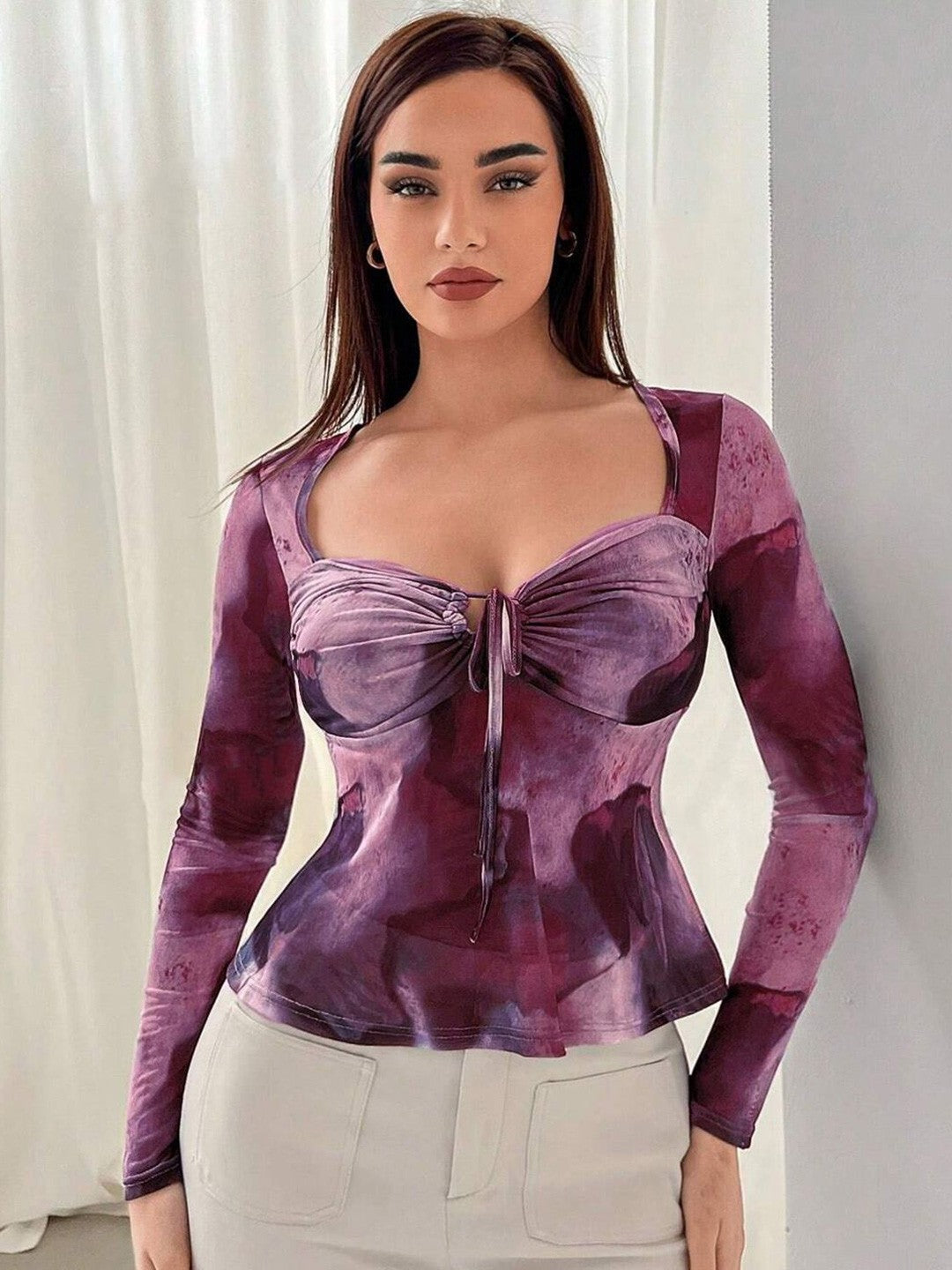 Womens Fashion, Western Wear, western Tops for women, Crop Top, Casual Tops, One Shoulder, Floral print, Pink Top, buy western wear, western tops for omen online in India at pure pearl beauty, western clothing online, plus size clothes for ladies, cute tops, casual