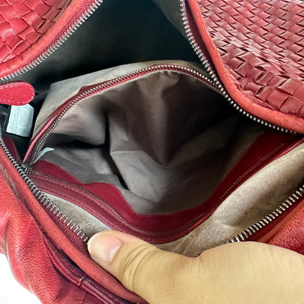 Bottega Veneta Belly Hobo Intrecciato Burgundy Ancora Red