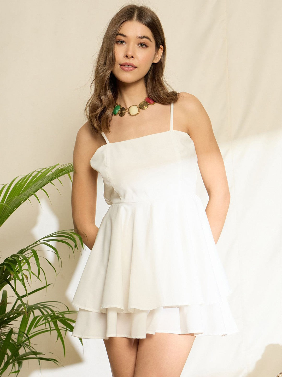 White Sleeveless Fit & Flare Dress