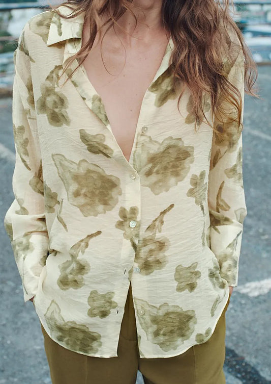 Green Abstract Print Shirt