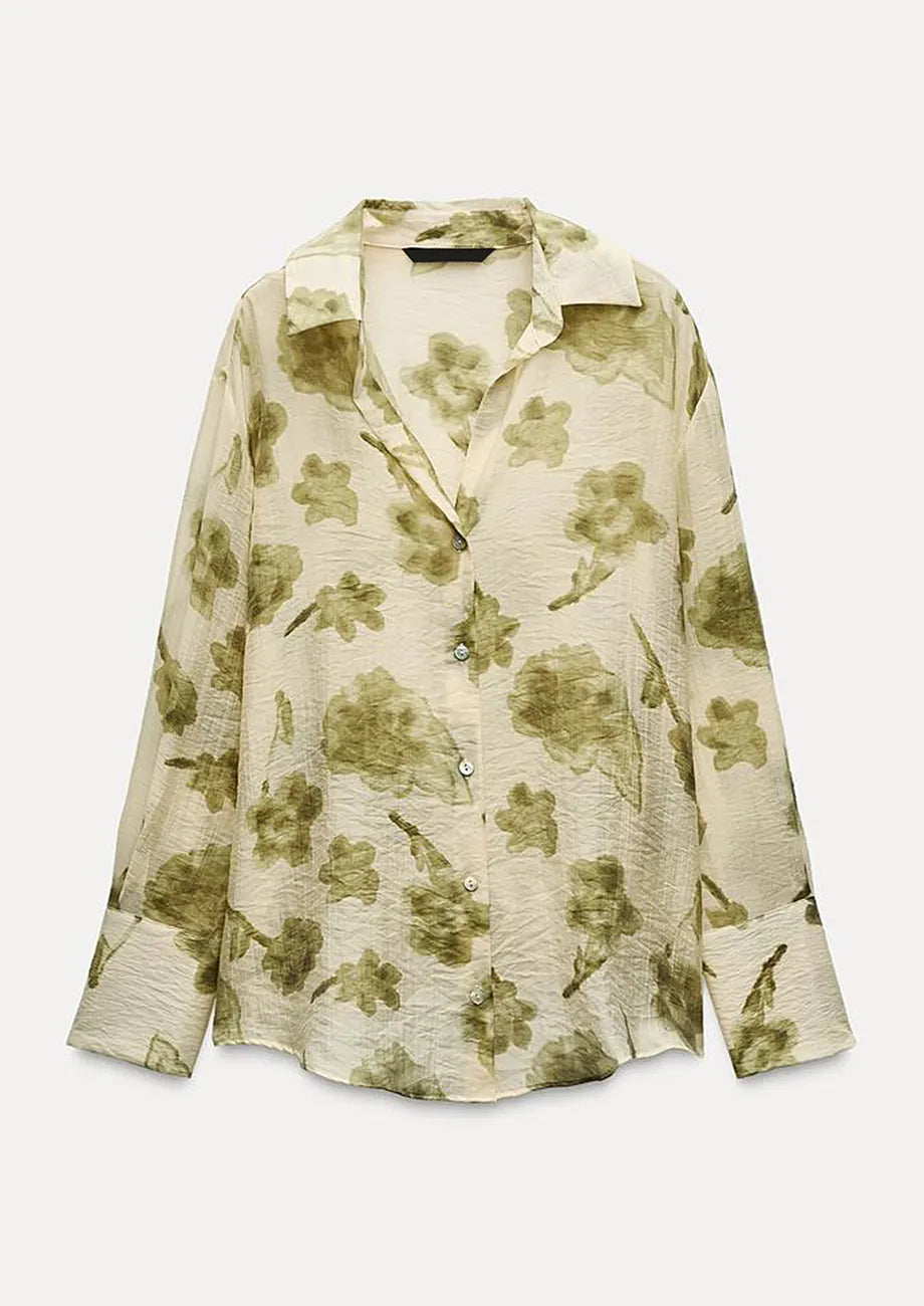 Green Abstract Print Shirt