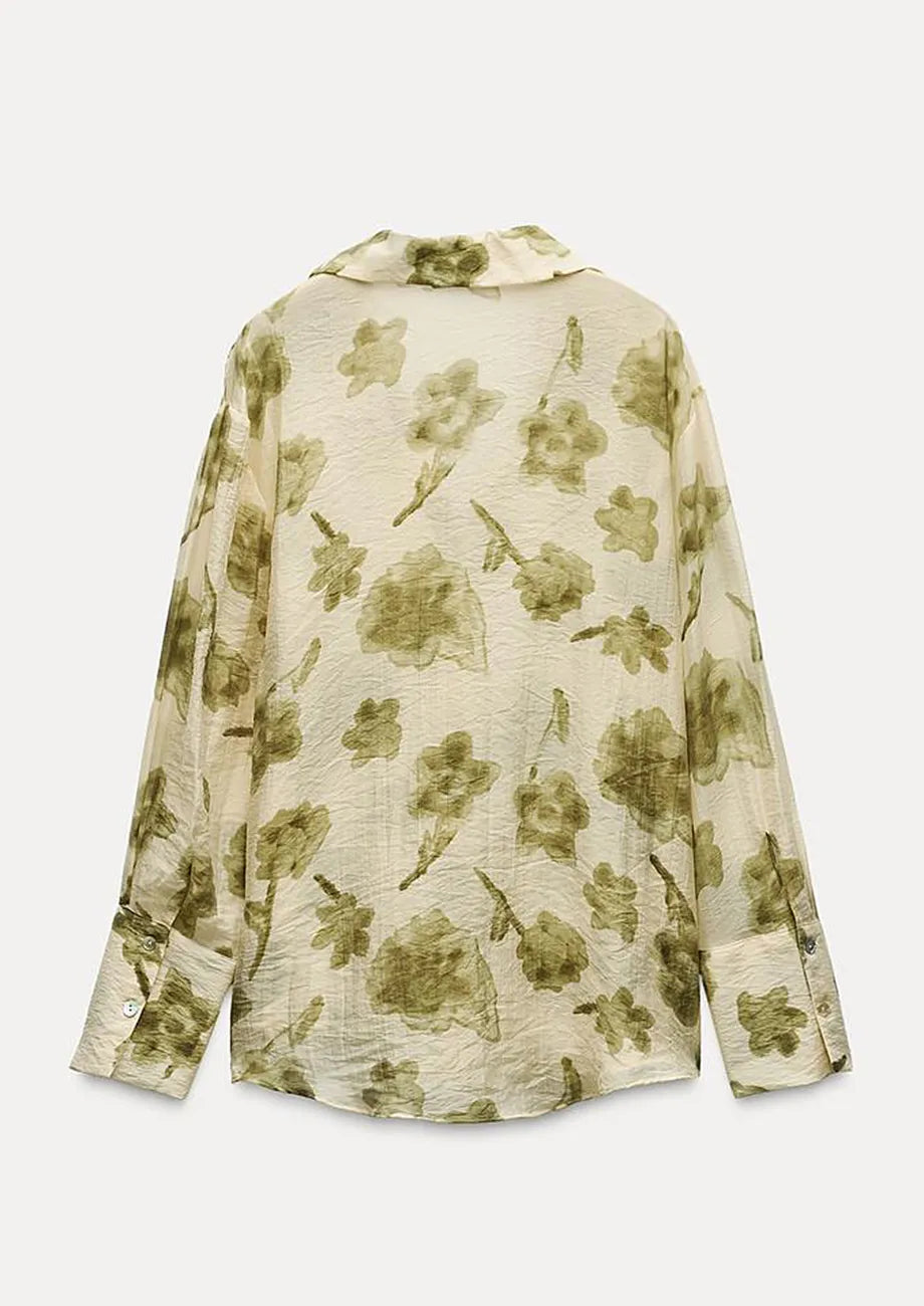 Green Abstract Print Shirt