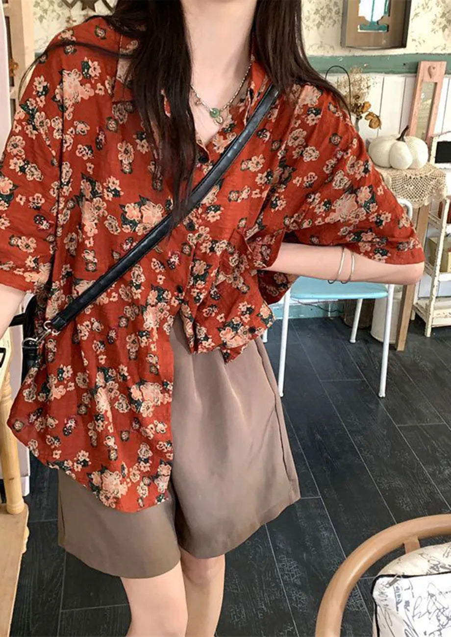 Floral Print Regular Bohemian Shirt