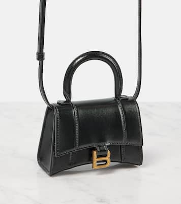 Balenciaga Hourglass Mini Leather Crossbody Bag