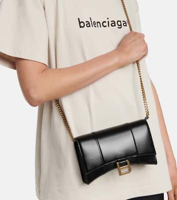 Balenciaga Hourglass Leather Wallet On Chain