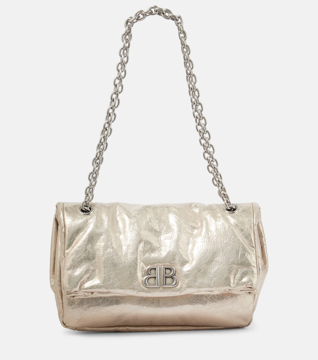 Balenciaga Monaco Small Metallic Leather Shoulder Bag
