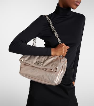 Balenciaga Monaco Small Metallic Leather Shoulder Bag
