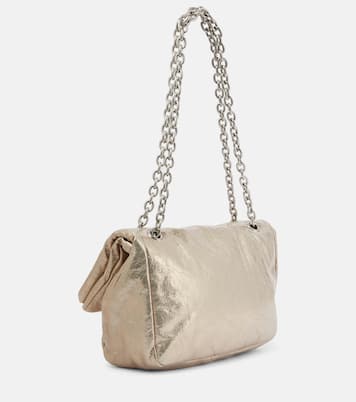 Balenciaga Monaco Small Metallic Leather Shoulder Bag