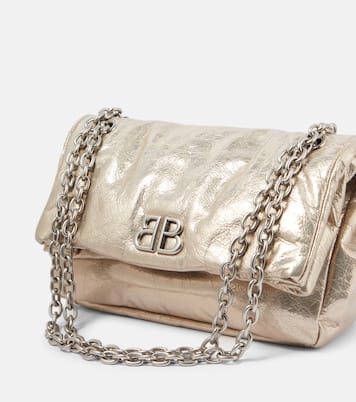 Balenciaga Monaco Small Metallic Leather Shoulder Bag