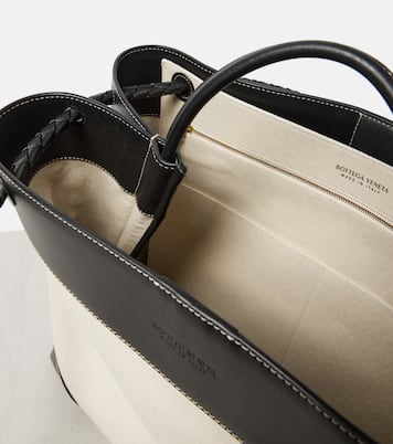 Bottega Veneta Andiamo Large Leather-Trimmed Canvas Tote Bag