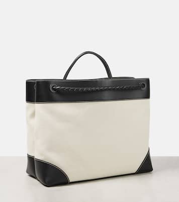 Bottega Veneta Andiamo Large Leather-Trimmed Canvas Tote Bag