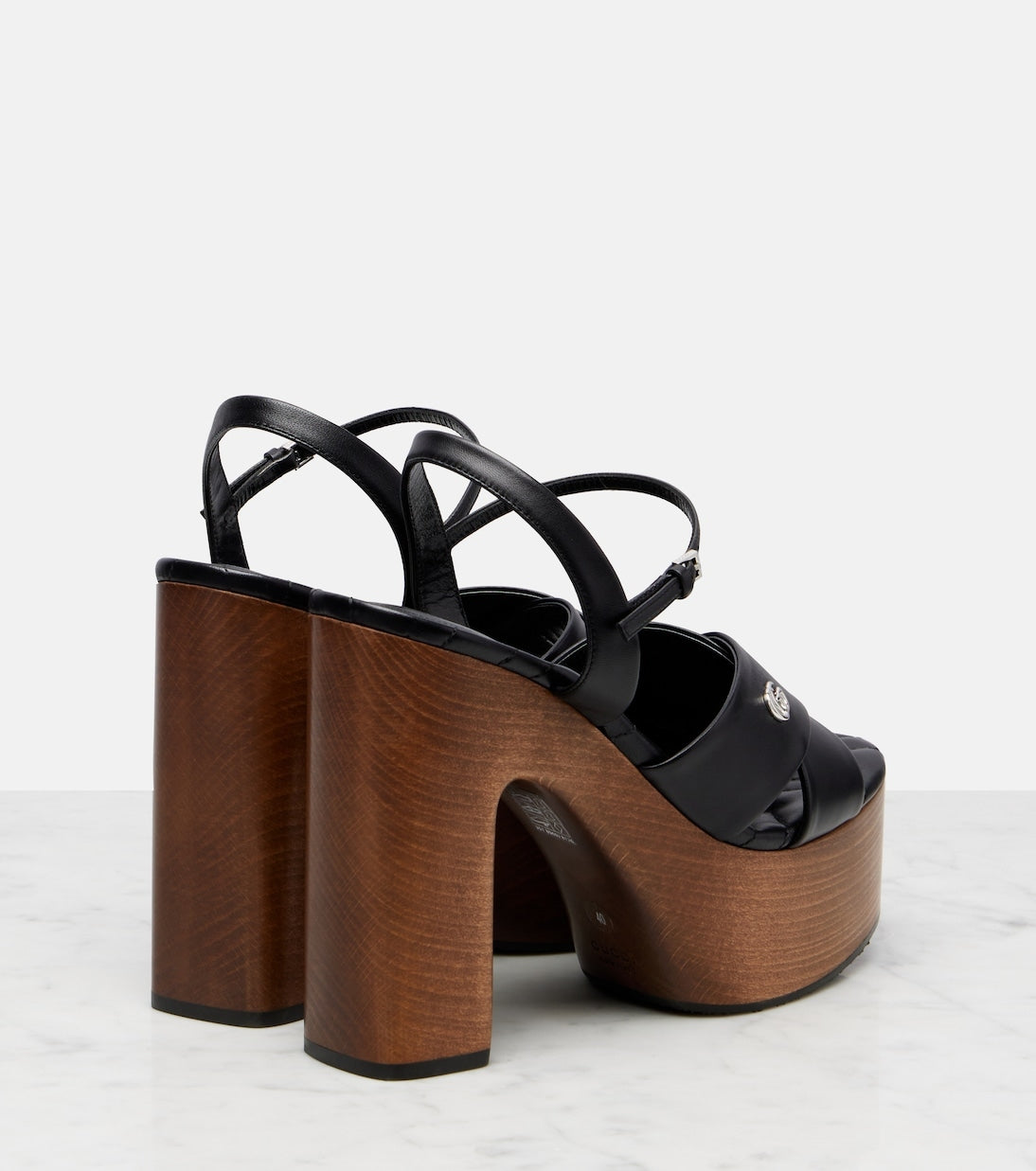 Double G Leather Platform Sandals