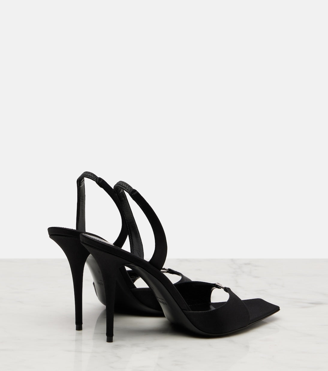 Daisy 95 Embellished Satin Sandals in Noir