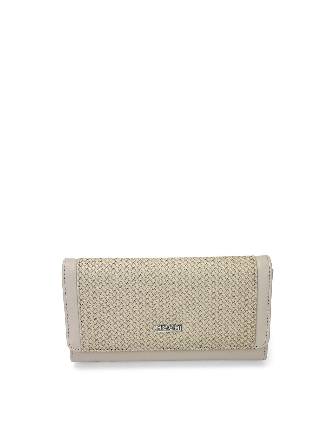 Grey Textured Envelope Clutch