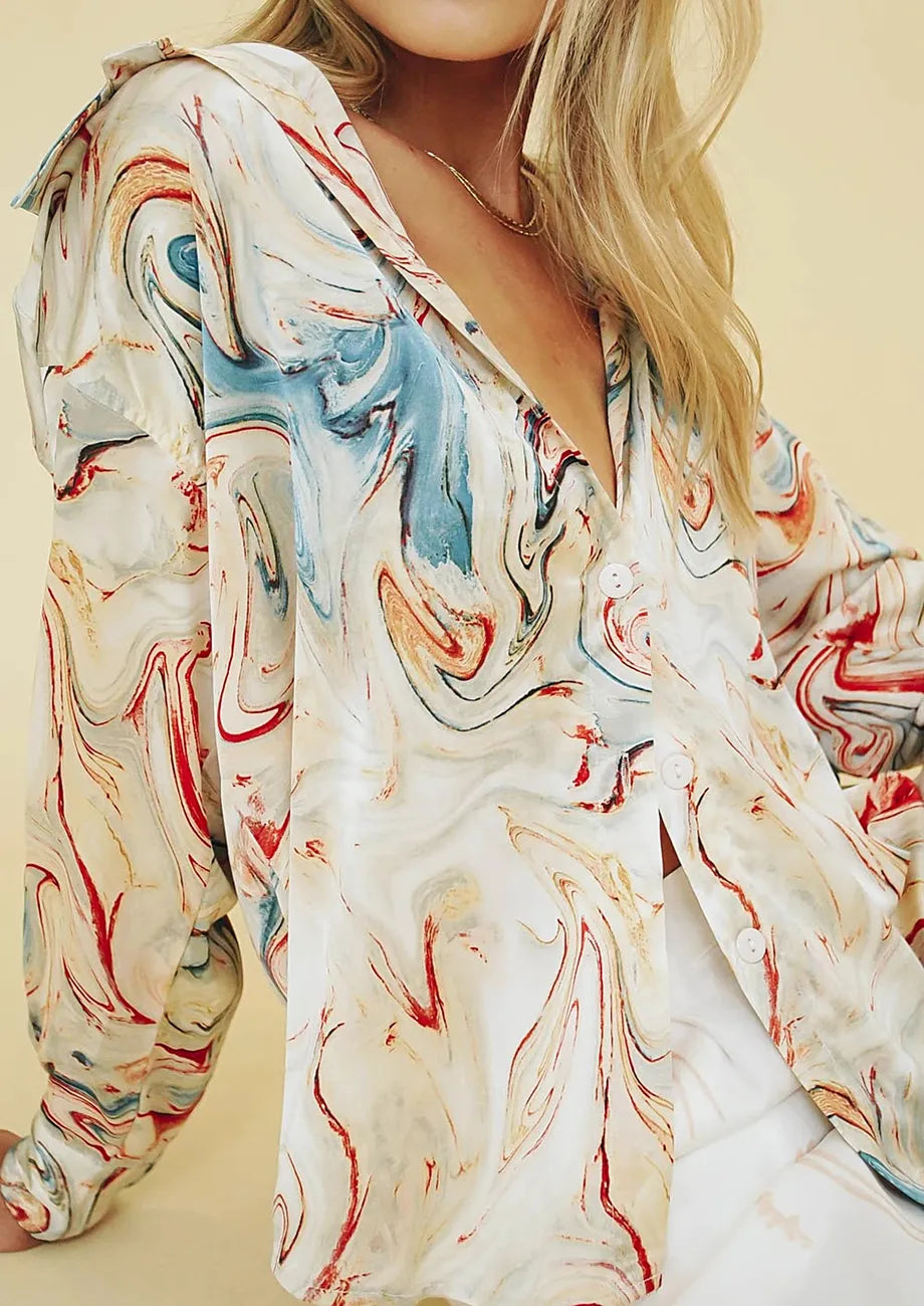 Abstract Pattern Button-Up Shirt