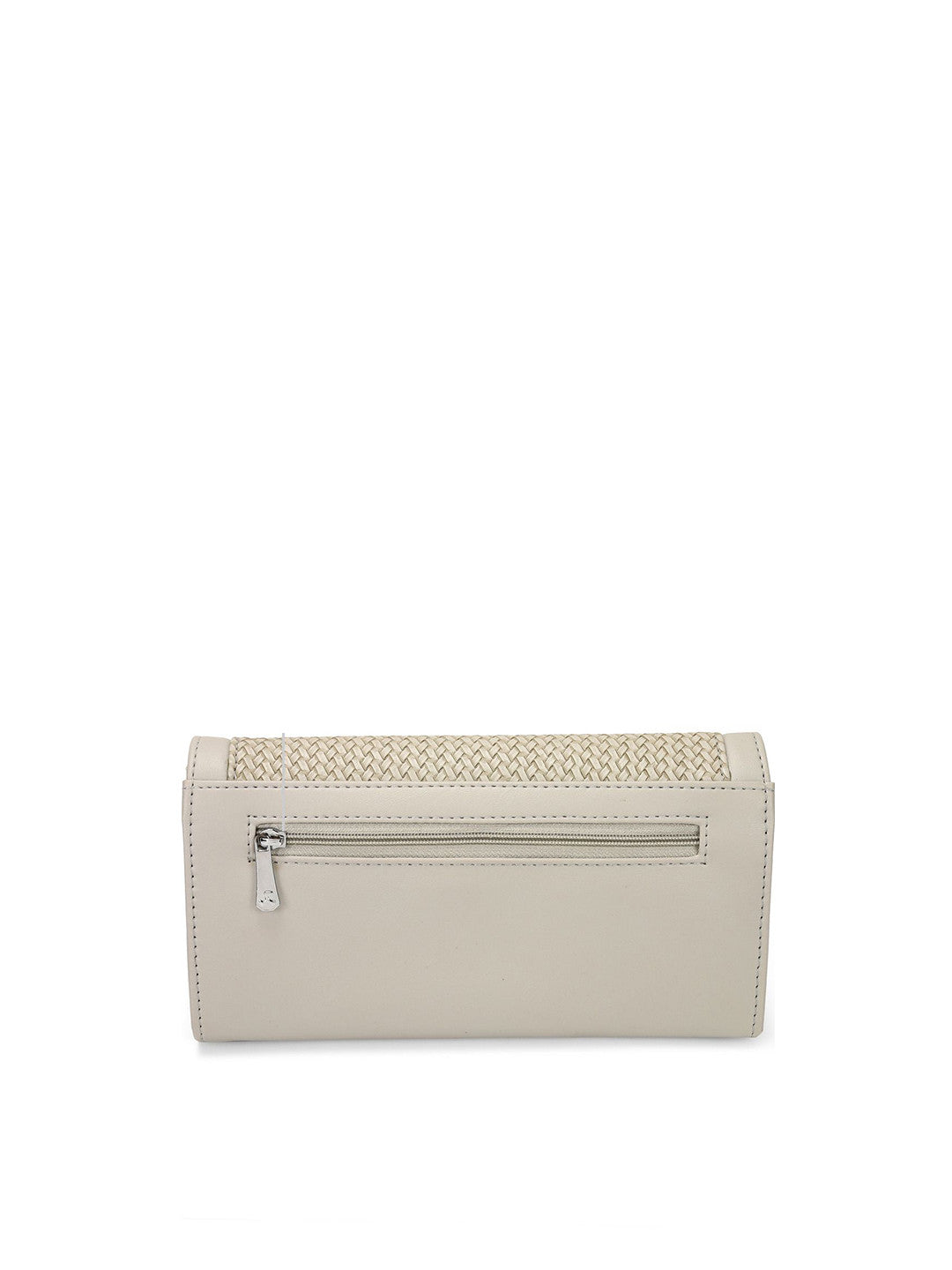 Grey Textured Envelope Clutch