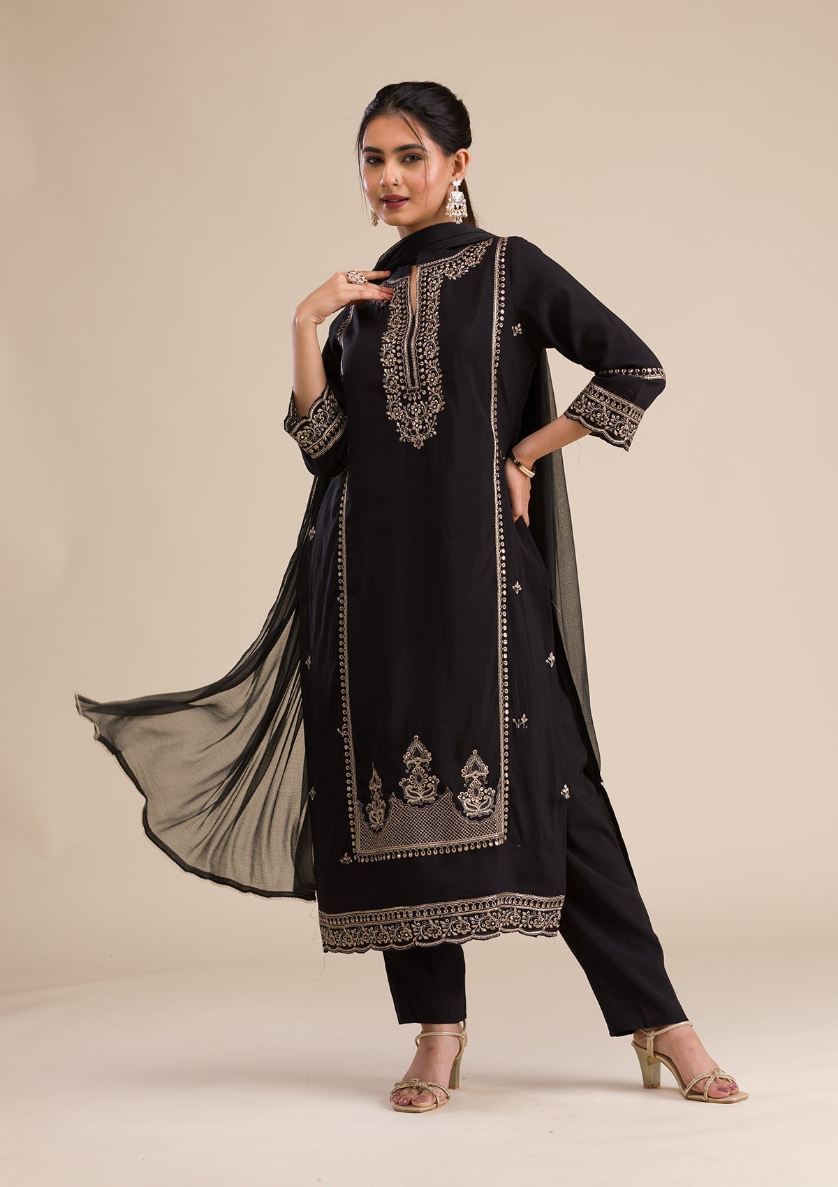 Black Zariwork Salwar Suit, Semi Crepe Readymade Salwar Suit, Black Embroidered Readymade Salwar Kameez, Black Crepe Anarkali Suit, Black Punjabi Suit, Black Churidar Suit, Black Salwar Suit Online, Black Salwar Suit Price, Black Salwar Suit Design