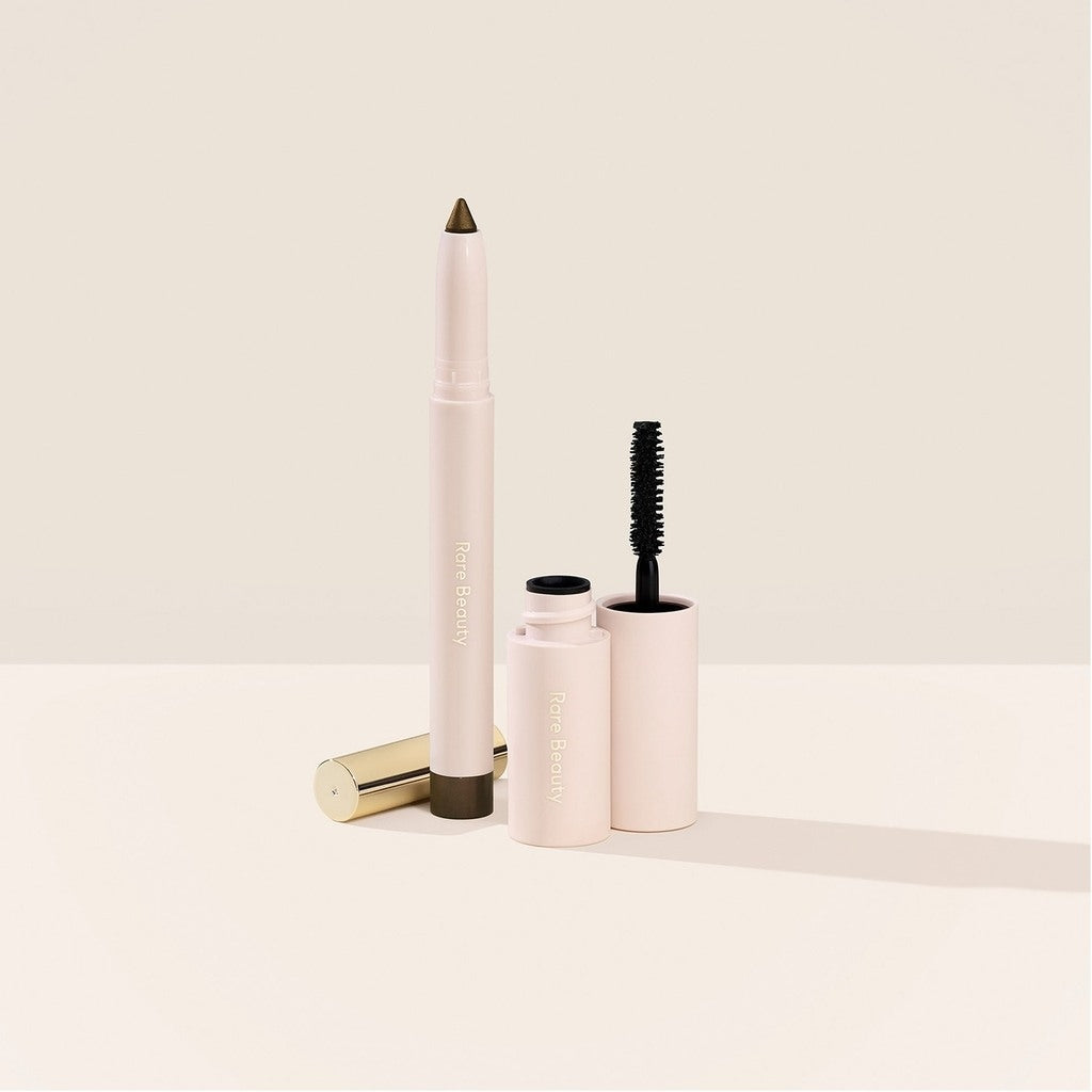 Rare Beauty Selena's Essential Eye Duo Set - 9.30ml, eyeshadow, mascara, 
New Cream Lip Stain • 5ml,  Buy premium makeup products online in India at pure pearl beauty at 20-60% discount
