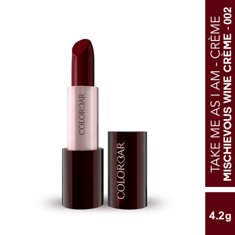 Colorbar Take Me As I Am Vegan Creme Lipstick Mischievous Wine Creme-002