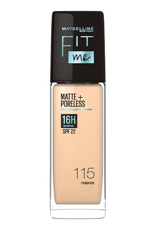 Maybelline New York Liquid Foundation, Matte Finish, With SPF, Absorbs Oil, Fit Me Matte + Poreless, 115 Ivory, 30ml, Buy online at purepearlbeauty.com